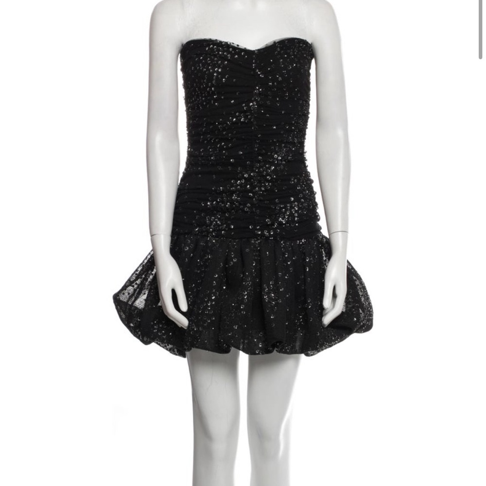 Maje Black Sequin Strapless Cocktail Dress
